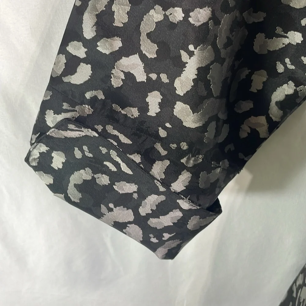 Mishca black, silver gray, tie front, elegant blouse jacket